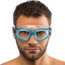 Cressi Adult Swim Goggles with Tempered Glass Lenses and No Distortion- Galileo: Made in Italy (Clear/Blue)
