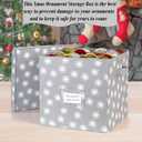 HOLDN STORAGE Christmas Ornament Storage Box with Lid - Christmas Decor Storage Containers that Store up to 64 Holiday Ornaments - Grey/White Snowflakes