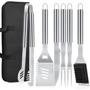 BBQ Grilling Accessories, 16-Inch Stainless Steel BBQ Grill Tools Set for Men, Heavy Duty Grilling Accessories Kit for Camping, Kitchen, Extra Thick Barbecue Utensil