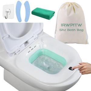 IRWPITW Sitz Bath, Electric Sitz Bath for Toilet Seat Hemorrhoids Postpartum Care Tub, Sits Bath Soak Pan for Women Men, Sitz Baths Salts Bowl, Hip Bath Basin, Foldable, Water Spray Style, Green