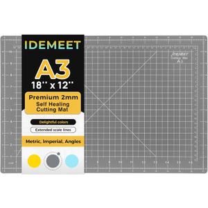 Premium Self Healing Cutting Mat 18'' x 12'', A3 Non-slip Sewing Mat for Quilting, 5-Ply Rotary Cutting Board Double-Sided for Crafts Cutting Fabric Scrapbooking Modeling Projects, Anthracite Gray