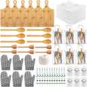 6 Sets Baby Shower Prizes for Game Winners, 37Pcs Include Bamboo Cheese Board Spoon Honey Stick Dipper Oven Mitts Towel Eucalyptus Stems Thank You Card and PVC Gift Bags Wedding Bridal Shower Favors