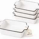 12 Oz Casserole Dish, Ceramic Baking Dishes Sets of 4, Small Casserole Dish with Handle, Porcelain Bakeware Sets, 5" Rectangular Baking Serving Dish for Casserole, Cakes, Dishwasher Oven Safe