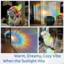 rabbitgoo Window Privacy Film Stained Glass Rainbow 3D Prism Decorative Iridescent Window Sticker Static Cling Suncatcher UV Protection for Home Heat Control, 23.6" x 157.5"