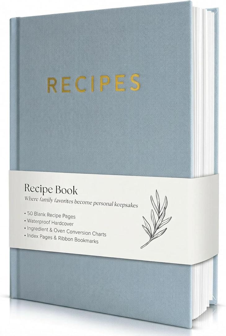 Aesthetic Blank Recipe Book with Waterproof Cover - The Perfect Recipe Notebook to Write in Your Own Recipes - Beautiful Blank Cookbook to Organize Your Recipes