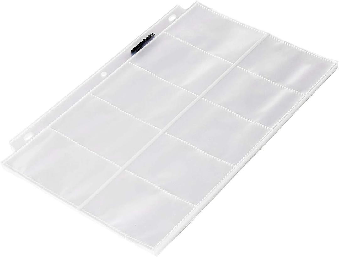 Amazon Basics Plastic Business Card Holder, Protector Sleeves for 3-Ring Binder, Transparent, 25-Pack