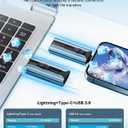 MFi Certified Flash Drive 256GB for iPhone Thumb Drive Photo Stick, High Speed USB Memory Stick iPhone Flash Drive for Photos Videos, External Storage Jump Drive for iPhone/iPad/Android/PC (Blue)