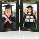 Amyhill Graduation Frame Class of 2026 Decor Then and Now Picture Frame Double 4x6 Photos Foldable Wooden Graduation Gift for College High School Graduate Party Decoration Keepsake