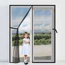 Magnetic Screen Door, Fits Door Size 62'' x 80'', Scratch-Proof Polyester, Classic Middle-Opening, Keep Annoying Creatures Out, Pet Friendly Mesh, Walk Through, Suitable for French/Double Doors, Grey (Gray)