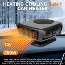 Car Heater, Portable Electronic Auto Fan Heater 12V 200W 2 in 1 Heating/Cooling Function Fast Heating Car Defrost Defogger, Black