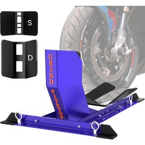 GRAND PITSTOP Universal Wheel Chock for Motorcycle Stand for Trailer Completely Adjustable Detachable Foldable Wheel Chock (Blue)