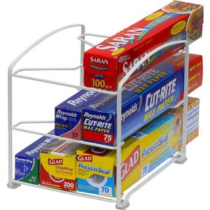 Simple Houseware Kitchen Wrap Organizer Rack, White (1 Pack)