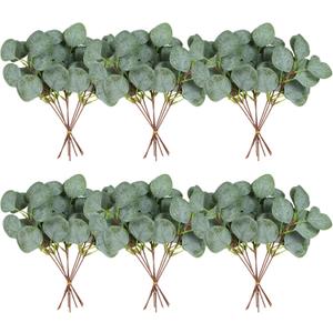 ZeKonan 40 Pcs Artificial Eucalyptus Stem, Fake Silver Dollar Eucalyptus Leaves Stems Bulk Real Touch Faux Leaf Branches for DIY Bouquets Floral Arrangement Wedding Home Decor