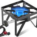 Propane Burner, 200,000 BTU High Pressure Gas Stove with 0-20 PSI Regulator, Portable Camping Stove Outdoor Propane Stove for Camping, Turkey Fry, Backyard, Outdoor Cooking