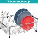 iPEGTOP Expandable Multifunctional Dish Drying Rack, Over The Sink, in Sink Or On Counter Dish Drainer Rack Organizer Shelf with White Utensil Silverware Holder, Rustproof Stainless Steel