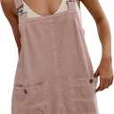 Womens Denim Overalls Dress Casual Summer Jeans Adjustable Strap Short Rompers with Pockets Pink S