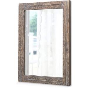AAZZKANG Mirror with Wood Framed Rectangle Rustic Wall Mirrors Decor Large 26"x18" for Bedroom Bathroom Living Room Entryway