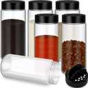 6 Pack 16 oz Glass Spice Jars with Shaker Tops Lids Large Spice Bottle with Lids for Kitchen, Herbs, Sugar, Pantry Herb Salt Pepper Storage (Round)