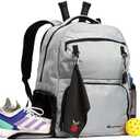 River Berry Pickleball Bag for Women & Men with Sports Towel-Portable Sports Backpack w/Shoulder Straps- Ample Storage Pickleball Paddle Bag Stores 4 Paddles, 2 Bottles & Other Personal Items (Gray)