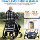 Walkers for Seniors 2 in 1 Wheelchair Combo, 450 lb Foldable Rollator Transport Chair with Seat, Heavy Duty Rolling Walker 10" Wheels for All Terrain, Grey