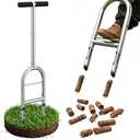 Manual Lawn Aerator Tool - Core Aerator with Step-to-Eject Technology for Never-Clogging Lawn Aeration, Heavy-Duty Steel Construction,Easy DIY Plug Aerator for Healthier Grass and Yard (Black)