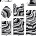 Bathroom Rug Set 5 Piece, Non Slip Microfiber Bath Mat, Black, 18"x26"+20"x32"+20"x48"+U20"x24"+Cover19"x21"