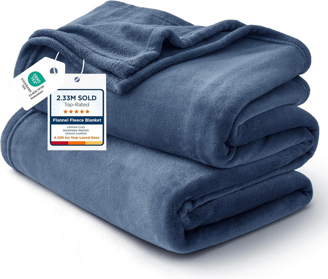 Bedsure GentleSoft Fleece Blankets Queen Size Mineral Blue - Bed Blanket Soft Lightweight Plush Fuzzy Cozy Luxury Microfiber, 90x90 inches