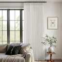86 Inch Long Pinch Pleated Linen Curtains 2 Panels Set for Living Room 350GSM Thick Linen Textured Drapes Pinch Pleat Natural Cream Birch Semi Sheer Curtain for Dining Room Office Sliding Glass Doors