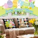 Mixweer Set of 8 Easter Pillow Covers 18 x 18 Inch Easter Decorations Bunny Eggs Buffalo Plaid Truck Throw Pillow Covers Decorations Case for Sofa Couch Home