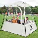 Pod All Weather Sports Tent, Outdoor Pop Up Bubble Clear 540 View Winter Tent for 1-2 Person, Instant Cold Weather Shelter with Rainfly for Soccer, Football, Softball & Other Sports Events (2P PRO-63"l X 55"w X 65"h, Off White)