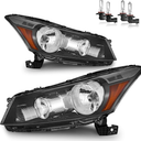 Headlight Assembly Compatible with Honda Accord Sedan 2008-2012 Black Housing Clear Corner Left Right Headlamp Set 33150TA0A01 33100TA0A01 HO2502130 HO2503130 Factory Style