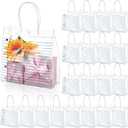Sweetude 20 Pcs Back to School Party Favor Gift Bags Bulk with Handles First Day of School Teacher Gifts 8x8x3.15'' PVC Notebook Line Clear Treat Bags for Kindergarten Preschool Graduation End of Year