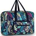 F.FETIVIN Weekender Bag Carry On Travel Duffle Medium Overnight Bag for Women (Blue Leaf)