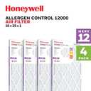 Honeywell 16x25x1 MERV 12 Electrostatic Pleated HVAC AC Furnace Air Filter (4-Pack) | Replacement Filter for Home Use | Made in USA