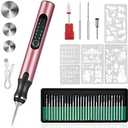 Electric Engraving Pen with 37 Bits, USB Rechargeable Cordless Engraving Machine, Portable DIY Rotary Engraver for Jewelry Wood Glass Stone Carving (Rose Red)