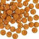 uxcell 100Pcs 8mm Rhinestone Clay Beads, Polymer Clay Crystal Bead Round Disco Shiny Ball Beads Bulk for DIY Bracelet Necklace Jewelry Making (Golden Yellow)