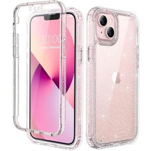 Lifedance for iPhone 14/iPhone 13 Case, Full-Body Rugged Protective Case with Built-in Screen Protector, 10 FT Military Grade Drop Protection Heavy Duty Shockproof Case, Clear Glitter