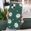 LEECG for iPhone 13 Mini Case Flower Butterfly Cute Astronaut Design Phone Cover Soft Microfiber Lining Slim Liquid Silicone 13 Mini Phone Case-Daisy Green