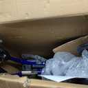 Medline Ultra Lightweight Transport Wheelchair for Adults, Foldable, 19-Inch Seat Width, Blue Frame, Black Upholstery