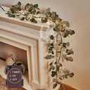 LITBLOOM Lighted Eucalyptus Garland Battery Operated with Timer 6FT 96 LED Artificial Greenery Twig Vine Lights for Room Stairs Mantle Wedding Holiday Decoration Indoor Outdoor (Eucalyptus)