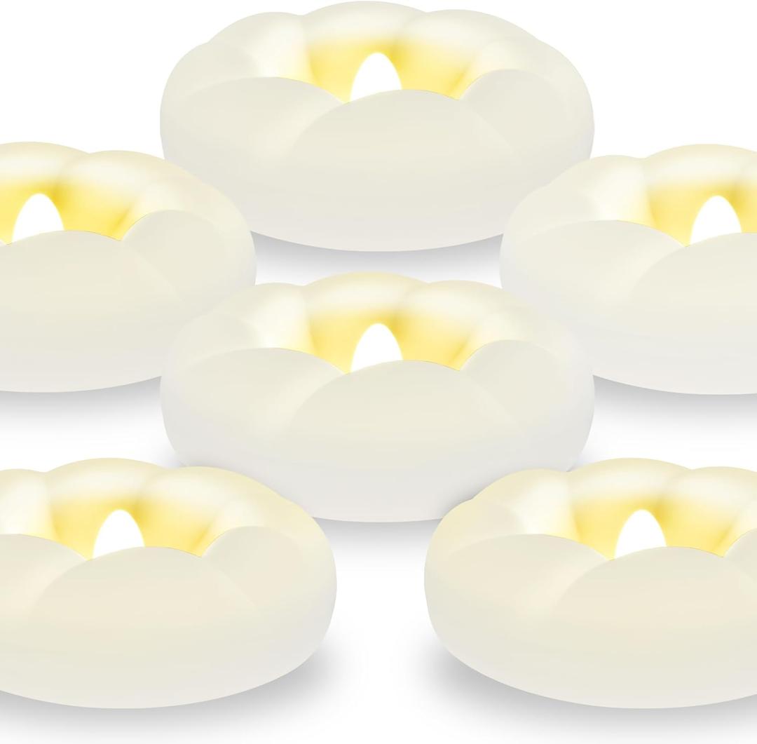 6PACK Flameless LED Floating Candles, 3'' Battery Operated Plastic Flickering Waterproof Tealights for Cylinder Vases, Centerpieces at Wedding, Party, Pool, Holiday (Warm White)
