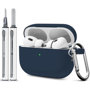 for AirPods Pro 2 Case with Cleaner Kit, Compatible with Airpods Pro 2nd/1st Generation Case (USB-C Cable) with Keychain for Women and Men,Midnight Blue