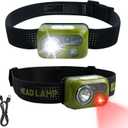 Himalaya LED Headlamp Flashlight, Green Head Lamp with White Red Light, Lightweight Waterproof IPX64 Headlight with Comfortable Headband for Camping Hiking Running Work Travel