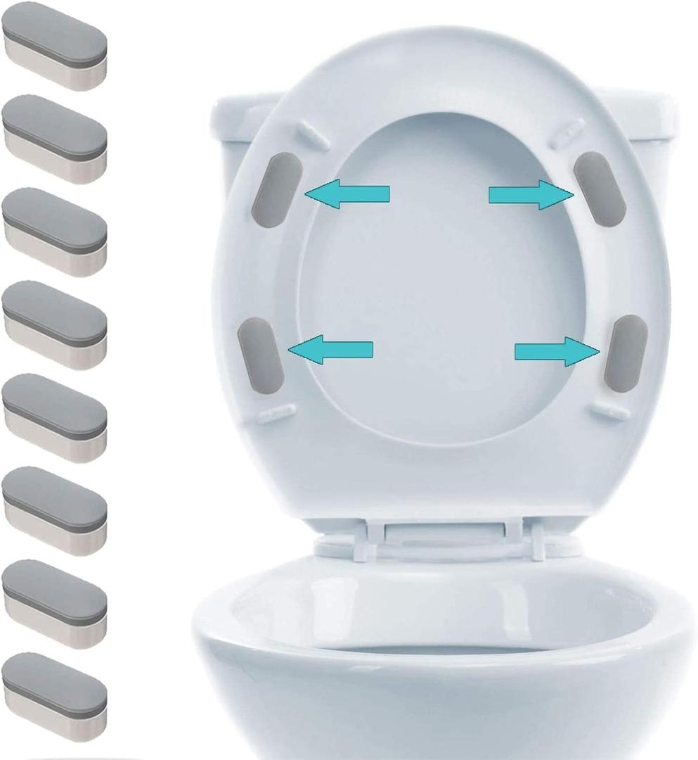 iFealClear 8 Pcs Universal Toilet Seat Bumpers for Bidet, Toilet Lid Rubber Bumpers for Changing Heights, Strong Adhesion Toilet Seat Bidet Buffer with 8 Extra Thickness Pads for Home, Hotel, Hospital (Gray)