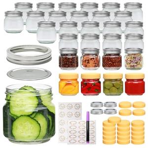 Salzesfalls 30 Pack 8oz Mason Jars with Lids, Half Pint Canning Jars, Small Glass Canning Jars, Small Mason Jars for Jam, Honey, Candy, Spice, 15 Jars, 15 Lids