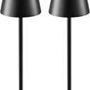 2-Pack Rechargeable Cordless Table Lamps, Battery-Operated Wireless Minimalist Table Lamp, 3 Colors Stepless Dimming LED Adjustable Height Table Lamp for Dining/Bedside/Camping (2, Double-rod black)