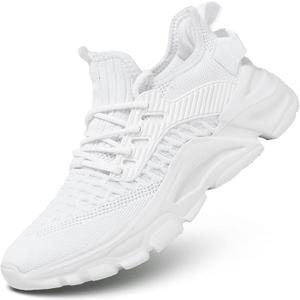 Womens Running Shoes Slip on Breathable Lightweight Fashion Sneakers Athletic Sports Walking Gym Work Shoes (, White)