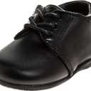 Josmo Baby Boys Dress Shoes  Casual Leatherette Derby Walking Shoes (Infant/Toddler) (Black Low)