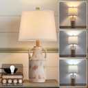 26" Vintage Ceramic Table Lamp for Home Decor, Farmhouse Retro Terracotta Lamp with Handles for Living Room, Rustic Pottery Bedside Nightstand Lamps for Bedroom, End Table, Entryway (Bulb included)