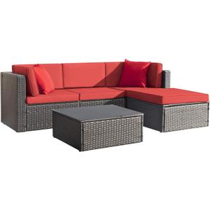 5 Pieces Red Cushions, For All Weathevr Outdoor Sectional Patio Sofa (Red)